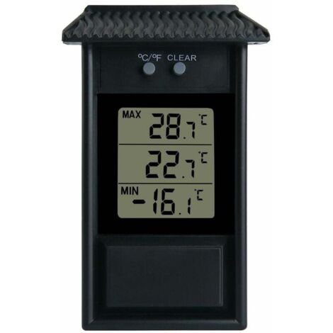 Thermomètre de Serre, Moniteur de Thermomètre Numérique à Effet de Serre Numérique Min Étanche Résolution de 0,1 ° C, Plage de Température de -20 à 50 ° C, Alimenté par Batterie Murale (Noir) (1/4)