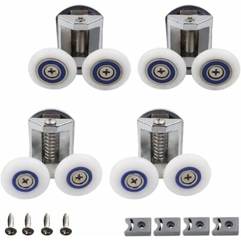 Roue Porte Douche, 4 Pièces Douche Douche Double Roues Porte, Roulette Porte Douche, Rouleau Cabine Douche Salle Bain, Peut Etre Utilisé pour Remplacer les Rouleaux Dans la Salle de Bain Familiale (1/5)