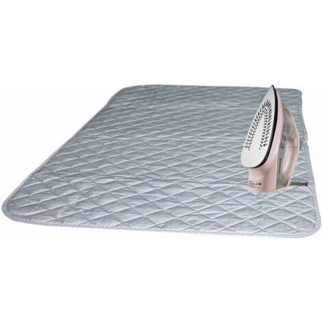 Nappe de Repassage Isolante Couverture de Repassage à la Vapeur Coton Tapis sur Table Portable pour Lave-Linge Sèche-Linge Voyager la Maison Argent 48 85 cm