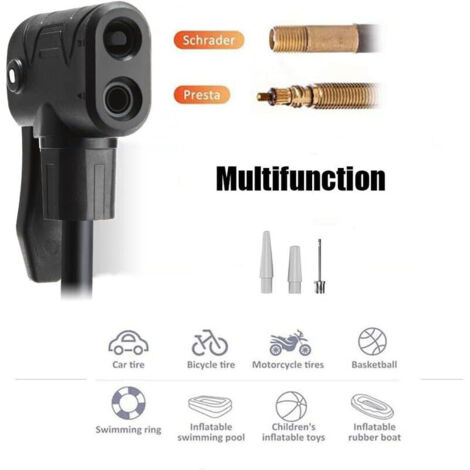 Pompe à Vélo Portable Haute Pression 130 Psi - En Alliage D'aluminium, Légère - Compatible Valves Presta Et Schrader