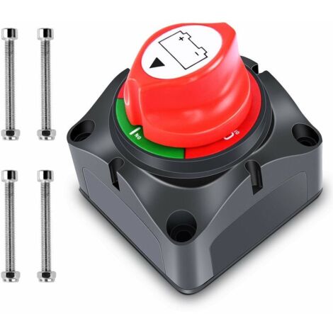 Interrupteur de Batterie 12-48V, Isolateur Interrupteur de Batterie Coupe Circuit de Batterie Commutateur d'Isolateur de Batterie pour Bateau Camion Voiture Tracteur Bus Yacht (1-2-Both-Off) (1/5)