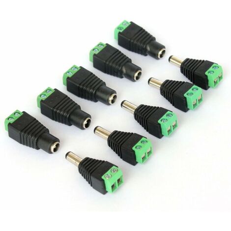 5x Connecteur DC mâle 5x femelle verser caméra de vidéo surveillance 2,1 x 5,5 mm (1/5)
