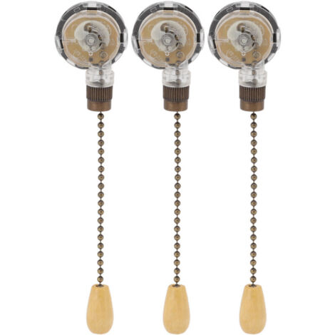 3Pcs Interrupteur à tirette pour ventilateur de plafond, Remplacement anti-corrosion, Commande de lumière à chaîne 250V 3A 125V 6A (1/5)