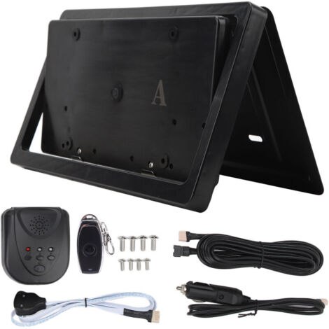 Cadre de plaque d'immatriculation réversible avec télécommande, support de plaque d'immatriculation électrique pour véhicules standard américains (1/5)