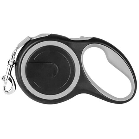 Laisse rétractable pour animaux de compagnie, poignée antidérapante, anti-obstruction, 5 mètres, matière ABS/nylon, grise (1/5)