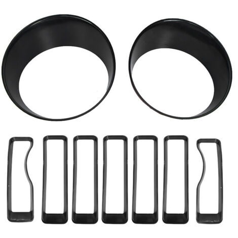Dilwe Garniture de lunette de phare avant 2 pièces voiture avant lampe