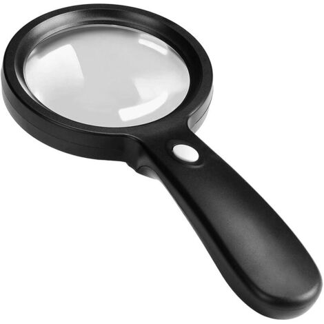 Loupe avec 12 LED, grossissement 10x, diamètre de lentille 85 mm, noir (1/5)