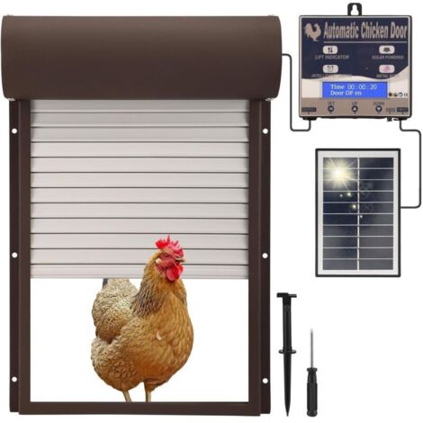 Porte Poulailler Automatique Solaire, Porte à Volets Roulants , porte de poulailler avec minuterie pour poulet, canard, volaille (1/5)