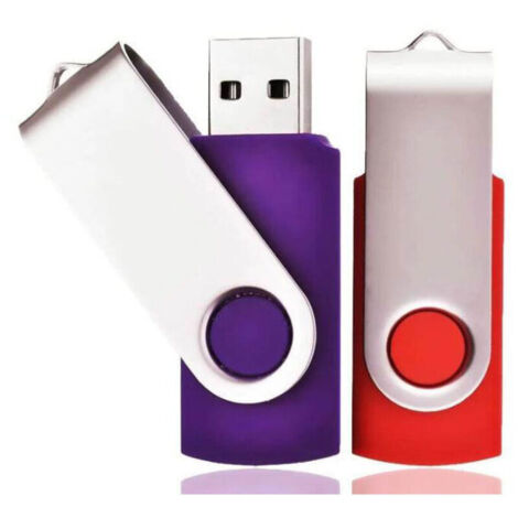 Lot de 2 Clé USB 32 Go USB 2.0 Mémoire Flash Drive Clef USB Pivotantes avec Cordes Bon Cadeau pour Enfant Parents et Amis (32G, Rouge/Violet),-- (1/5)