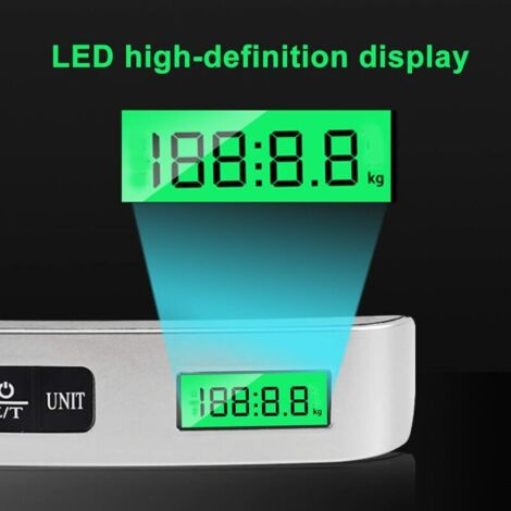 Pèse-bagages De Voyage Numérique Avec Crochet, Pesant Jusqu'à 50 Kg | Pèse-bagages électronique à Main, Pèse-pêche, Pèse-cuisine | Pèse-bagages Portable à Suspendre Avec Affichage LCD, Piles Incluses