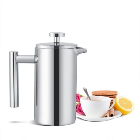 Cafetière à Piston Andrew James - Acier Inoxydable Double Paroi, 350 Ml, Noire Mate
