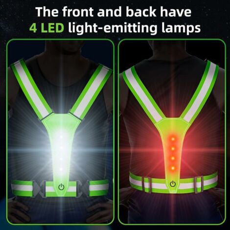 Gilet De Cyclisme Avec LED Clignotantes - Haute Visibilité Pour Vélo, Course, Jogging De Nuit, Télécommande Sans Fil Incluse
