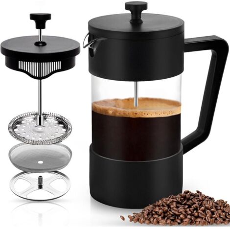 Cafetière à Piston, French Press 1000 ml,Carafe Française pour Café Filtre,Cafetière(Noir) (1/5)