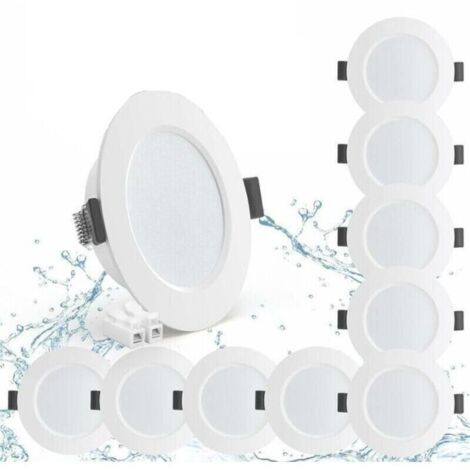 Lot de 10 Spots LED Encastrable 5W IP44 98mm, Blanc Neutre 4000K Éclairage encastré Étanche 450lm, Spot LED Extra Plat 25mm, Spots de Plafond 230V pour Salle de Bain Salon Cuisine, Trou 70-88m, (1/5)
