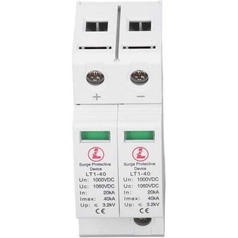 Protecteur de Surtension Photovoltaïque Modulaire Ignifuge 2P DC1000V Parasurtenseur Photovoltaïque avec Rail de Guidage de 35MM pour Immeuble de Bureaux de Résidence (1/5)