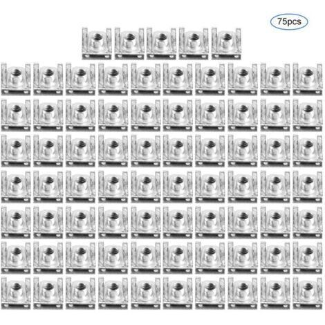 Aramox 75 pcs M6 U Clips Set Clip de Fixation pour Carrosserie, Carénage Carrosserie Panneau U Clips Pince U Écrou Vitesse Fixations De Voiture Moto Accessoire (1/5)