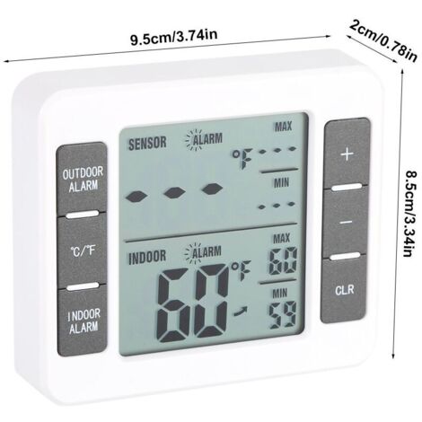 Thermomètre à Réfrigérateur Frigidaire, Thermomètre à Congélateur Numérique Avec Crochet, Écran
