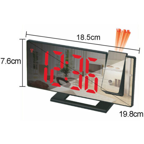 iFutniew Réveil à projection de rotation à 180° 12/24h LED Horloge numérique USB Charge plafond Projecteur Réveil