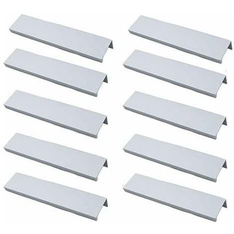Lot de 10 Poignée Profil Poignée de Meuble Cuisine - Poignée Invisible Poignee de Meuble Brossé Poignée Meuble argent en Alliage d'Aluminium Entraxe 96mm (1/5)