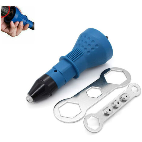 Pince à riveter électrique pour perceuse sans fil électrique riveteuse riveteuse adaptateur pistolet à riveter sans fil kit d'outils de rivetage adaptateur de perceuse accessoire,blue (1/5)