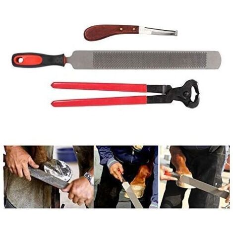 Soins des Sabots pour Chevaux, Rappe Sabot Lime Equin Lime à Sabot Double Face avec Pince à Sonder Professionnels Couteau à Sabot (1/5)