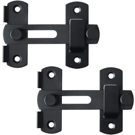 Verrou de Porte Coulissante Serrure de Porte Loquet à Bascule Boulon de Verrouillage de Boucle avec Vis pour Porte, Fenêtre, Placard et Jardin, Finition Noir Mat en Acier Inoxydable,2 Pcs (1/5)