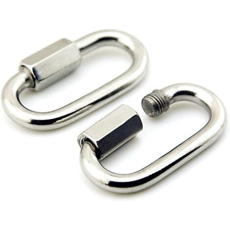 2-pack M8 en acier inoxydable D Forme mousqueton Quick Link Keychain Buckle (1/5)