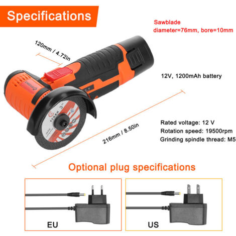 Mini Meuleuse Angle Sans Fil 76mm 19500 RPM - 2 Batteries + 6 Disques Pour Couper Meuler Polir