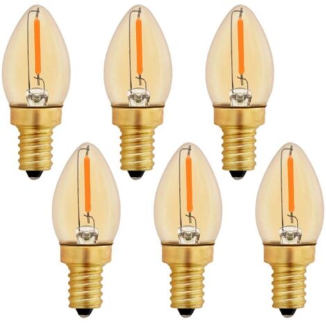 Ampoule LED C7 E12 220V, Ampoule Bougie Edison Vintage E12 0.5W Remplacement 5W, Ampoule à Filament LED E12 Ambre Ampoule Décorative Veilleuse, Blanc Chaud 2200K, Non Dimmable, Lot de 6