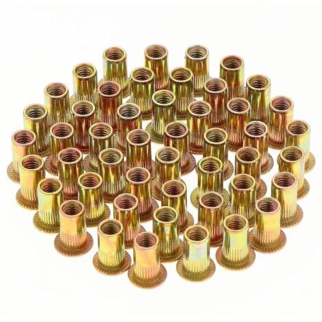 150 Pièces Écrou à Rivet M5 Fileté à Tête Plate, Écrous à Riveter Fileter, Assortiment M5 Rivet Inserts Filetés pour Métal Plastique (10 mm x 13 mm) (1/5)