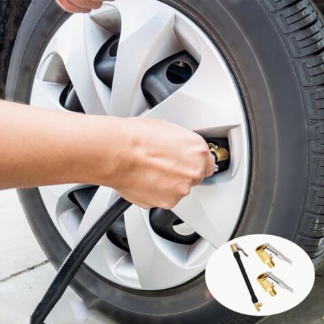 Tuyau 38cm étanchéité Optimale Tuyau Gonflage Pneu Universel Embout Gonflage Pneu Voiture Avec Raccord Rapide Tuyau De Gonflage De Pneus Flexible 38 Cm Pour Pompe A Air Compresseur Velo Moto Auto Camion