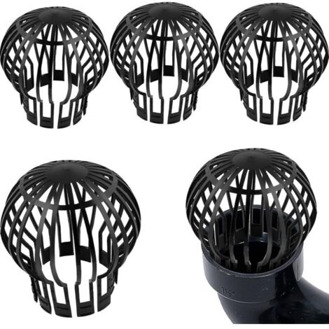 Lot de 4 Crapaudines pour Gouttière Protections de Gouttière 14.5 11cm(diamètre x hauteur), Filtre À Gouttière pour Maison Avant Toit Fossé Égout Tuyau De Descente, noir, plastique (1/5)