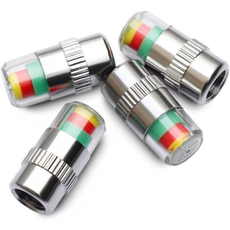 Lot de 4 capuchons de valve de pneu de voiture avec indicateur 3 couleurs (1/5)