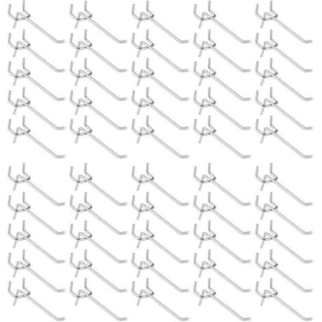 50 Pièces Crochets pour Panneau Perforé,Crochets pour étagères Murales pour Affichage Panneau Perforé Garage Magasin Outils Rangement Cintre Crochets pour étagères Murales (1/5)