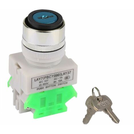 Interrupteur de Verrouillage en Metal + Clés Sécurité à 3 Positions LAY37-20Y/31 220V 5A Sélecteur Rotatif,Trou de Montage 22 mm avec 2 Clés (1/5)