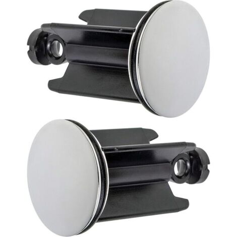 Bouchon de lavabo de salle de bain universel, lot de 2, bouchon de canalisation chromé, en laiton, avec joint en caoutchouc, bouchon réglable en hauteur, drain de baignoire en acier inox (1/5)