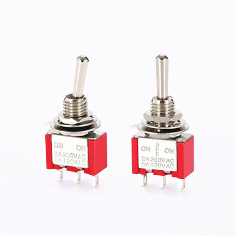 Lot de 5 mini interrupteurs momentanés à bascule (ON)-Off-(ON) , 3 broches, 6 A 250 V (1/3)