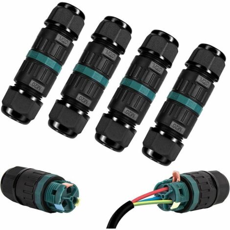 Boite de Derivation IP68 Etanche - Lot de 4 Connecteur Électrique Éxterieur 2 Voies, Boîte de Jonction Câblage Externe Domino Etanche pour Ø9-12 mm Câbles de Terre (1/5)
