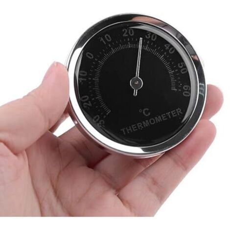 Mini Thermomètre Voiture Analogique 37 Mm – Thermomètre De Tableau De Bord Mécanique Bleu – Précis Et Sans Pile
