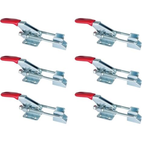 Sauterelles Bascule Pince Métallique Fixer loquet loquets de Serrage, avec Boucle Réglable pour Armoire, Porte, Boîte, Cas sans Serrure ou Poignée Cassée Super Gadget, Paquet de 6, Taille S-