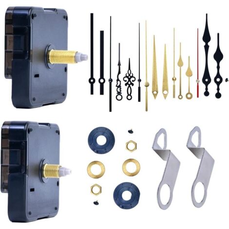 Mécanismes d'horloge silencieux alimentés par piles avec 5 styles d'aiguilles d'horloge, lot de 2 mo (1/5)