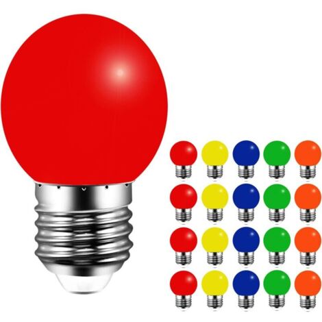 Pack de 20 ampoules LED colorées balle de golf E27 3W, AC220V, non dimmable, couvercle en plastique, intérieur extérieur chaîne d'ampoules multicolores décoration d'ambiance de bar de fête de mariage
