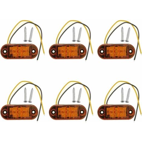 6 x feux de position latéraux à LED orange 12V 24V, feux de position avant, feux de position latéraux, feux de position latéraux à LED pour voiture, remorque, camping-car, caravane, moto, moteur, etc. (1/5)