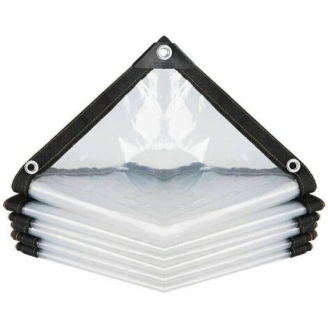 Bâche Transparente Imperméable avec Oeillets, à l'eau en PE MultiUsage AntiPluie Résistante Aux Déchirures Toile de bâche Ultra légère (Color : Clear, Size : 200x200cm) (1/5)