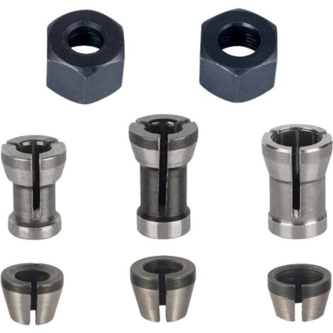 Mandrin de Fraiseuse - Lot de 8, Collet Mandrin Affleureuse (6 mm, 6.35 mm, 8 mm), Pince de Serrage Defonceuse, Adaptateurs de Pince (1/5)
