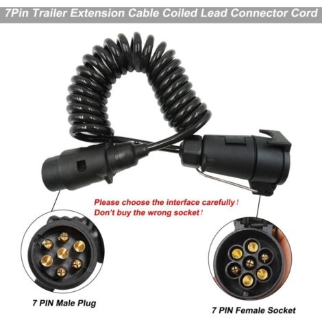 EXLECO Câble Extension Remorque 7-13 Pin 2M - Rallonge Spirale Étanche Caravane