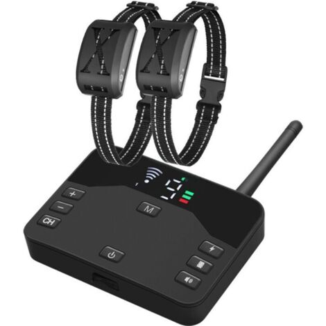 Clôture électrique sans fil 2 en 1 pour chien, système de confinement des limites des animaux domestiques avec récepteur étanche rechargeable, collier de dressage réglable pour chien,un traîne-deux