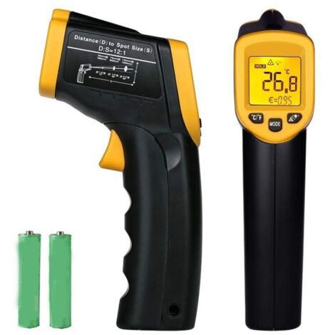 Thermomètre infrarouge laser numérique sans contact Thermomètre à viande Pistolet de température -58 ℉ 716 ℉ (-50 ℃ 380 ℃) (1/5)