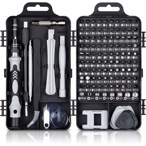 115 en 1 Tournevis Precision Kit Tools, Portable Kit Tournevis de Précision Magnétique Tournevis Outils de Réparation Pour Ordinateur/Laptop/iPhone/Lunettes/Montre/Smartphone Noir (1/5)