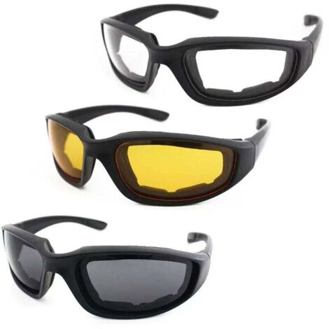 Lot de 3 paires de lunettes de moto rembourrées avec protection UV (1/5)